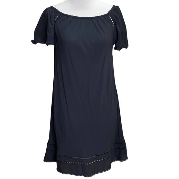 Naked Princess Peasant Rayon Black Eyelet Dress SM - Picture 1 of 6